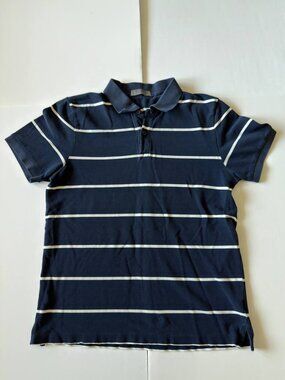Giordano Men’s Striped Polo Shirt – Size L – Navy/White